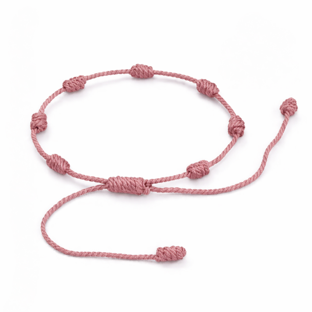 Pulseira dos 7 Nós – Rosa Velho