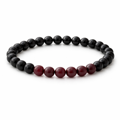 Pulseira de Obsidiana e Granada – Esferas 4 mm