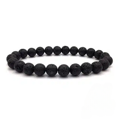 Pulseira de Lava Vulcânica – Esferas 8 mm