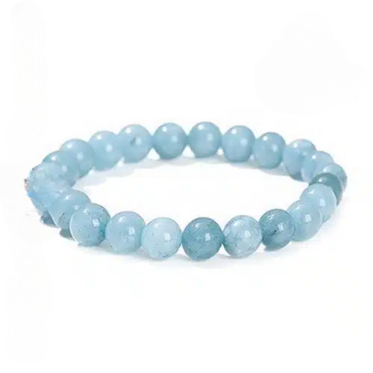Pulseira de Agua Marinha – Esferas 8 mm