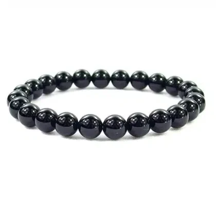 Pulseira de Obsidiana Negra – Esferas 8 mm